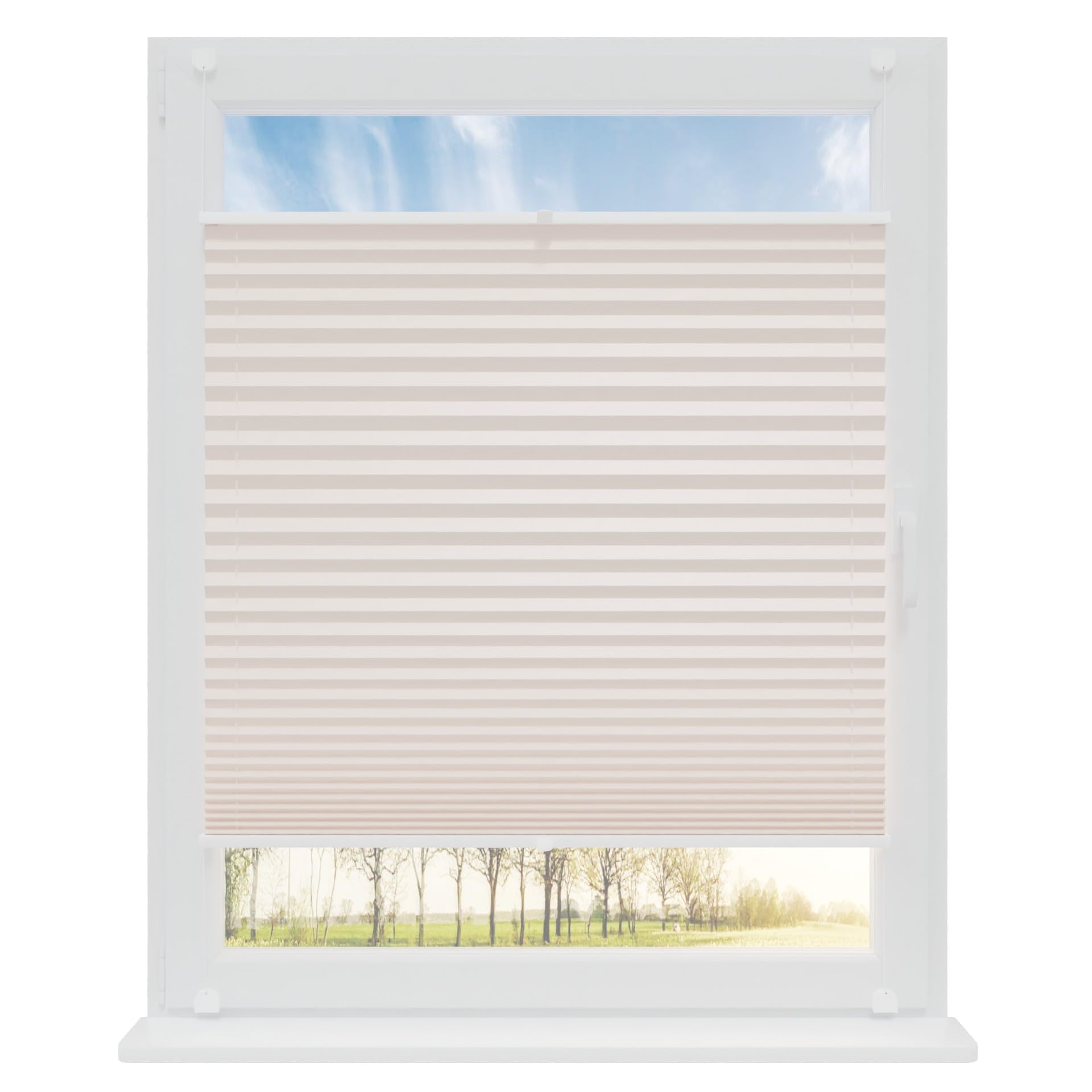 RENA Plissee Rollos ohne Bohren für Fenster | Verdunkelungsfähige Jalousie nach Maß | Massgeschaffene Faltrollos aus Pli